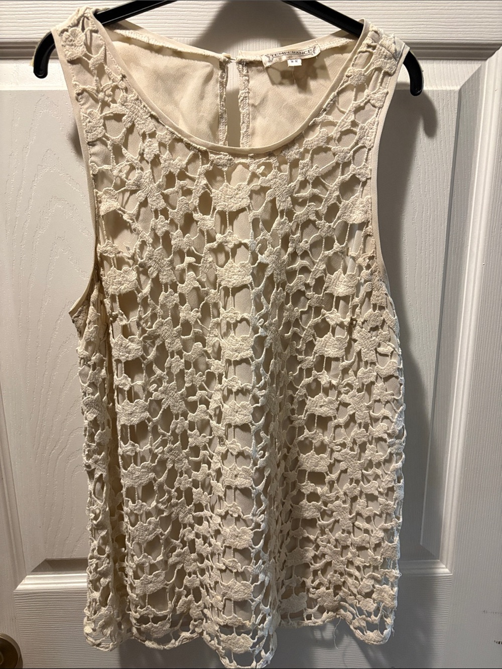 Temperance Lace Tank Top in Cream Medium Like New